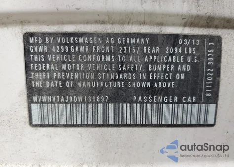 2013 Volkswagen Gti from USA, damaged, VIN WVWHV7AJ9DW130897